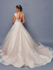 Stunning Illusion Boat Neckline A-Line Beaded Lace Chapel Train Wedding Dress
