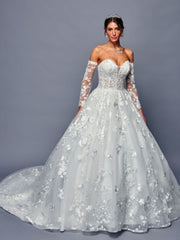 Elegant Timeless Sweetheart Neckline Beaded Lace A-Line Ballgown Wedding Dress