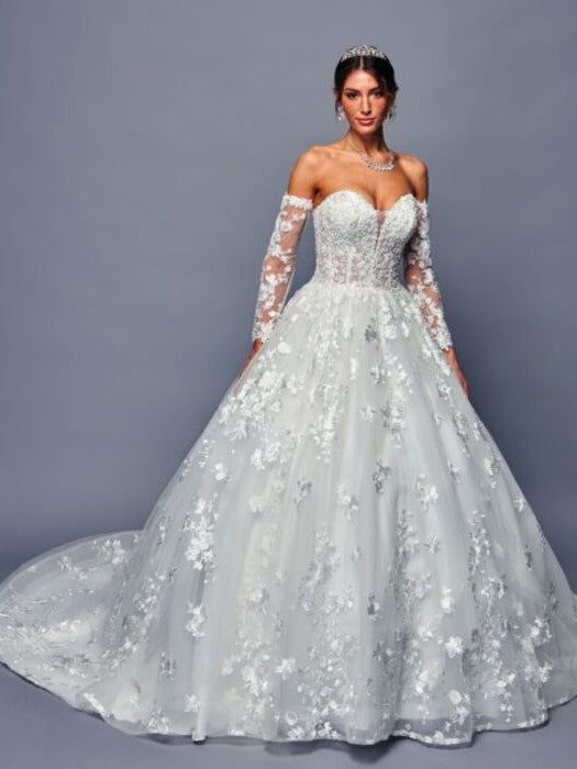 Elegant Timeless Sweetheart Neckline Beaded Lace A-Line Ballgown Wedding Dress