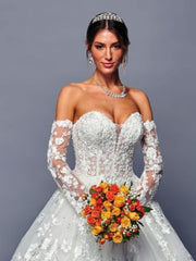 Elegant Timeless Sweetheart Neckline Beaded Lace A-Line Ballgown Wedding Dress