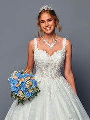 Elegant V-Neck Beaded Lace A-Line Ballgown Wedding Dress