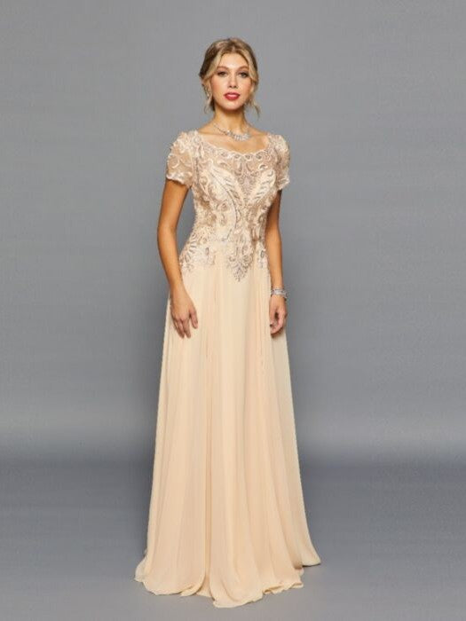 Elegant Floor Length Intricate Lace Embroidery Mother of the Bride Dress Champagne / 2XL
