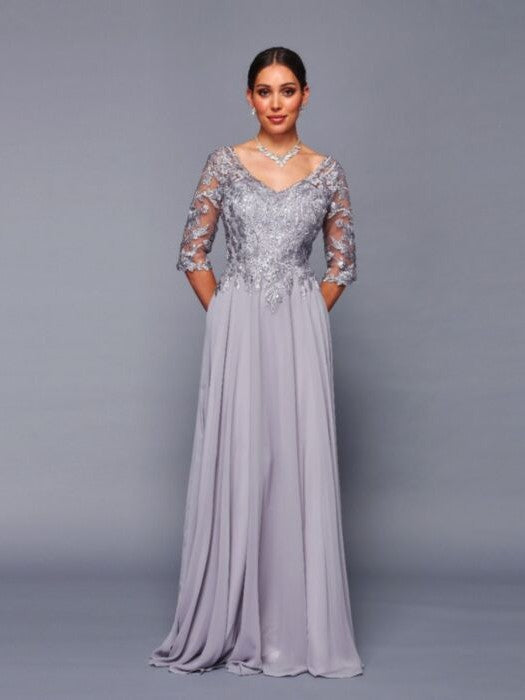 Elegant 1/2 Sleeves Classy Floor Length Embroidered Mother of the Bride Dress Champagne / 4XL