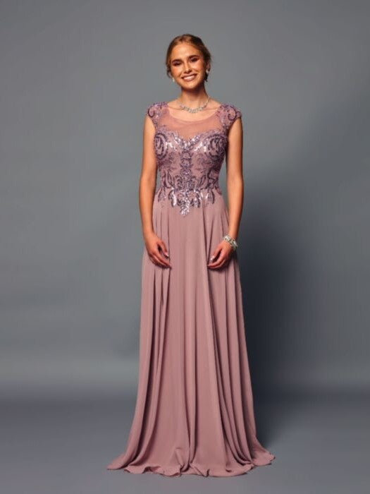 Elegant Cap Sleeve Illusion Halter Neckline Pleated Skirt Mother of the Bride Dress Champagne / M Elegant Cap Sleeve Illusion Halter Neckline Pleated Skirt Mother of the Bride Dress Champagne / M