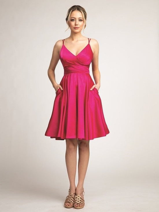 Double Strapped Short Fit and Flare Cocktail Party Dress Burgundy / M