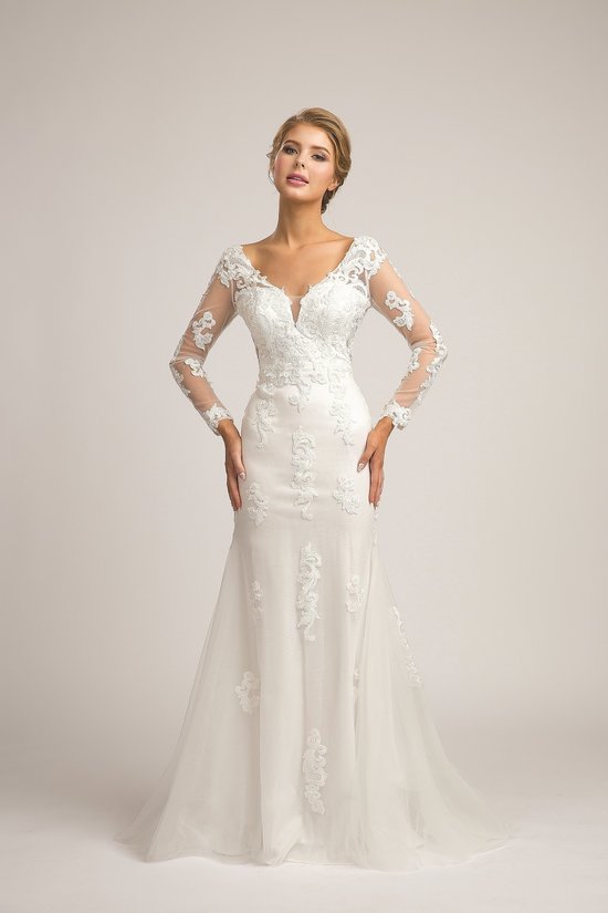 Lace Off White Long Sleeve Wedding Dress