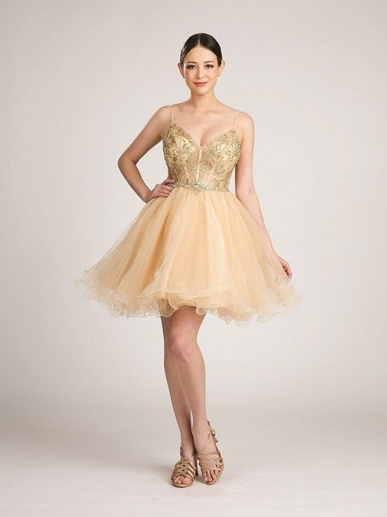 Embroidered V-Neck Tulle Fun Cocktail Party Dress Lilac / M Embroidered V-Neck Tulle Fun Cocktail Party Dress Lilac / M