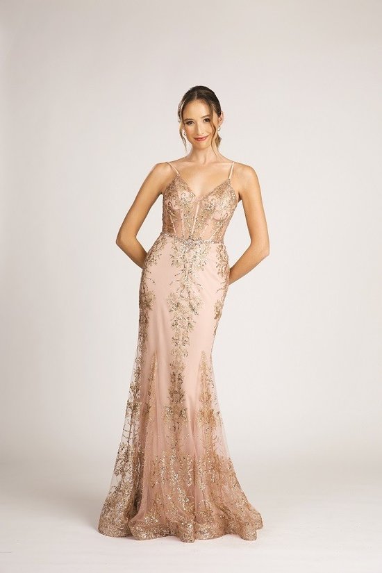 Embellished Mermaid V-Neck Prom Dress