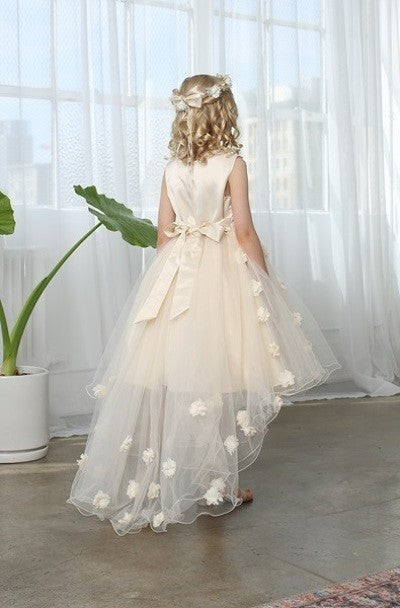 3D Embellished Floral Tulle Formal Girls Dress