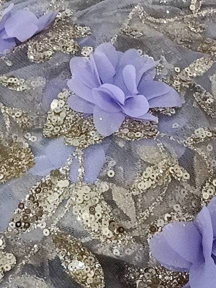 Glitter 3D Flower Quinceanera Ball Gown
