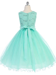 Sequin Lace Tulle Tea-Length Girl's Party Dress