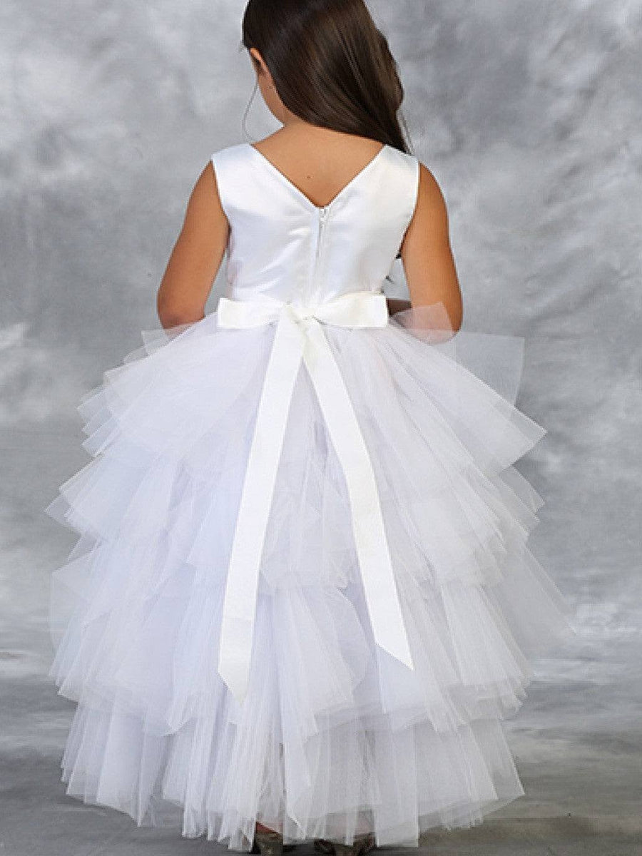 Graceful Satin Sleeveless Hi-Lo Formal Girl's Dress