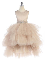Graceful Satin Sleeveless Hi-Lo Formal Girl's Dress