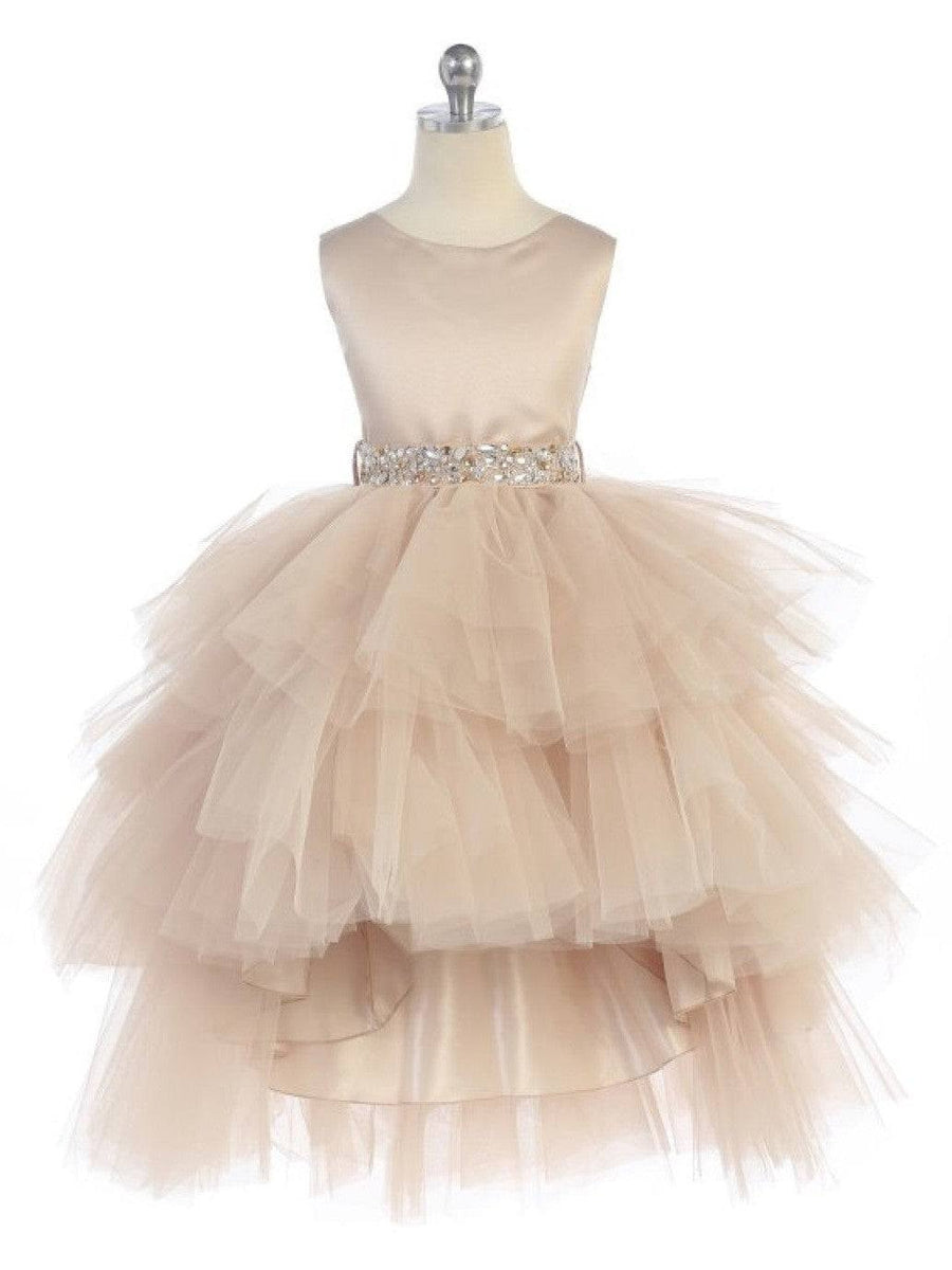 Graceful Satin Sleeveless Hi-Lo Formal Girl's Dress