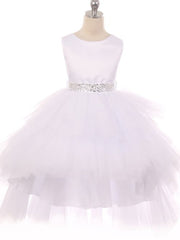 Graceful Satin Sleeveless Hi-Lo Formal Girl's Dress