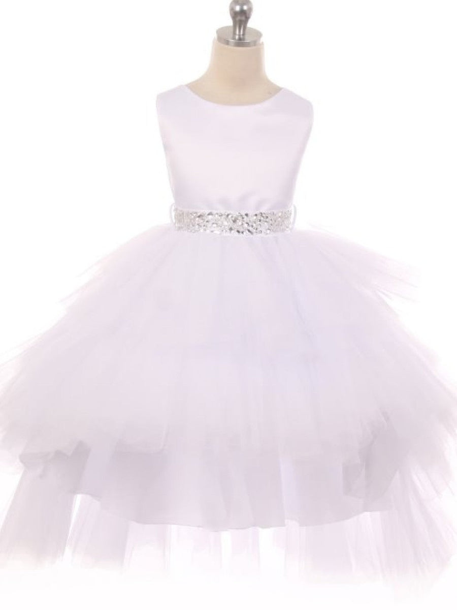 Graceful Satin Sleeveless Hi-Lo Formal Girl's Dress