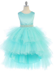 Graceful Satin Sleeveless Hi-Lo Formal Girl's Dress