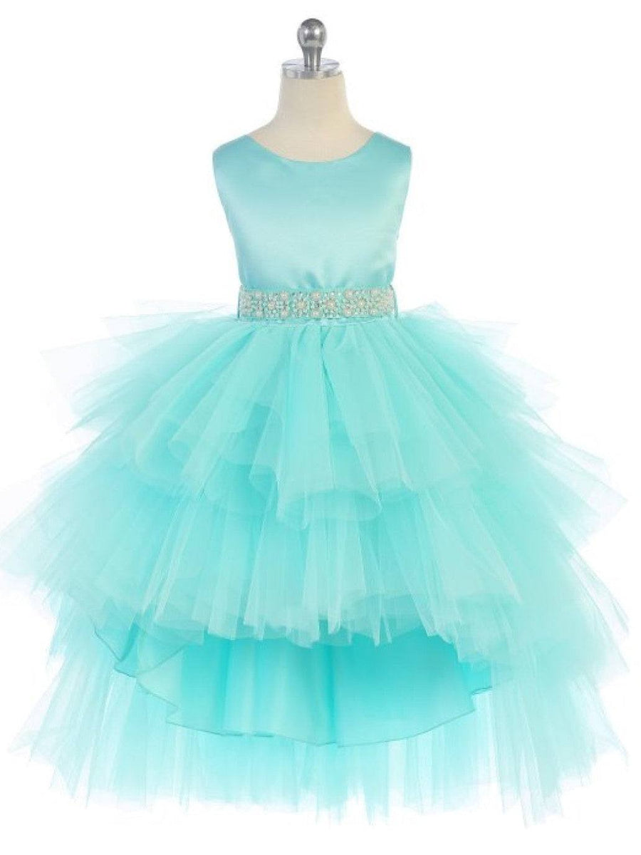 Graceful Satin Sleeveless Hi-Lo Formal Girl's Dress