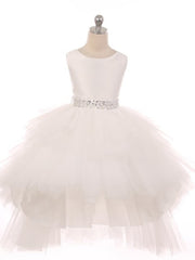 Graceful Satin Sleeveless Hi-Lo Formal Girl's Dress
