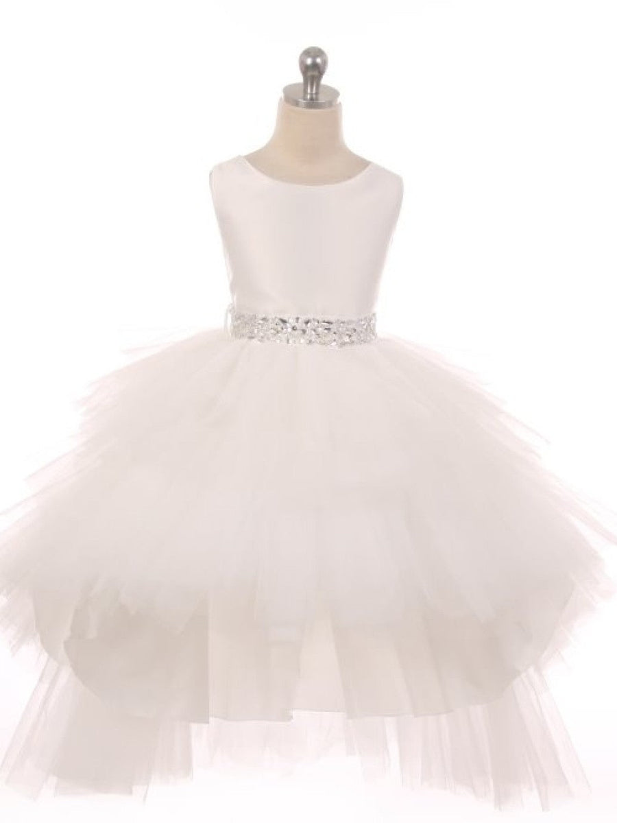 Graceful Satin Sleeveless Hi-Lo Formal Girl's Dress