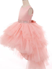 Graceful Satin Sleeveless Hi-Lo Formal Girl's Dress