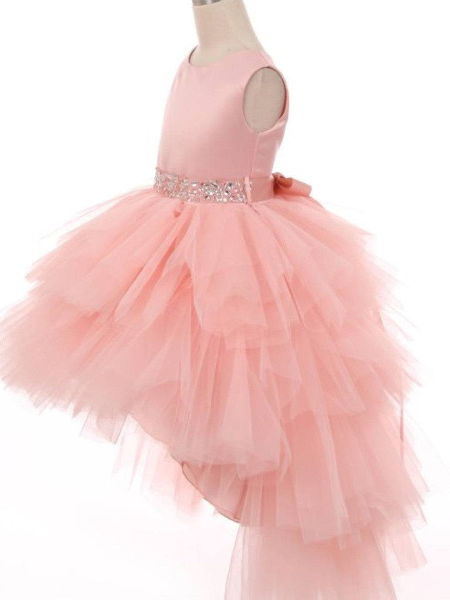 Graceful Satin Sleeveless Hi-Lo Formal Girl's Dress