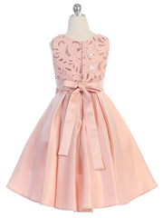 Flower Rhinestone Belt Tulle Tea Length Girl's Elegant Dress