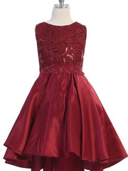 Flower Rhinestone Belt Tulle Tea Length Girl's Elegant Dress