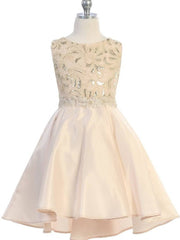 Flower Rhinestone Belt Tulle Tea Length Girl's Elegant Dress