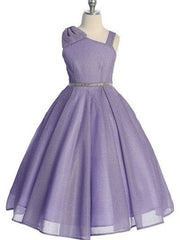 Sparkling Rhinestone Belt Over Shoulder Cap Girls Dress