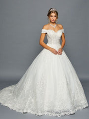 Stunning Off-Shoulder Sweetheart Neckline Beaded Lace Ballgown Wedding Dress