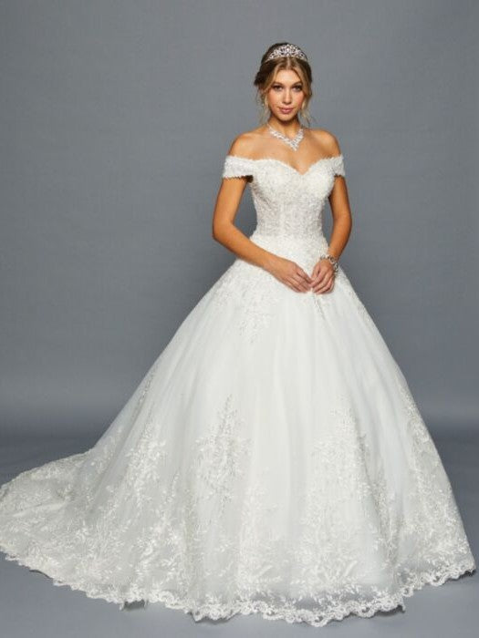 Stunning Off-Shoulder Sweetheart Neckline Beaded Lace Ballgown Wedding Dress