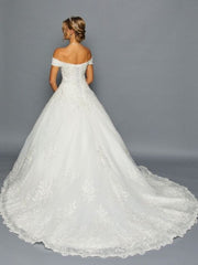 Stunning Off-Shoulder Sweetheart Neckline Beaded Lace Ballgown Wedding Dress