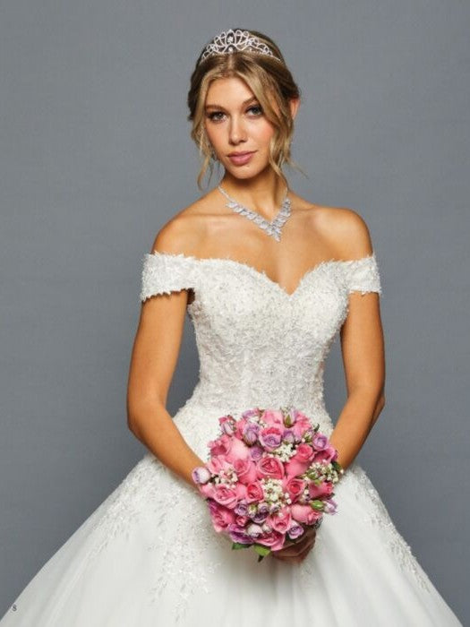 Stunning Off-Shoulder Sweetheart Neckline Beaded Lace Ballgown Wedding Dress