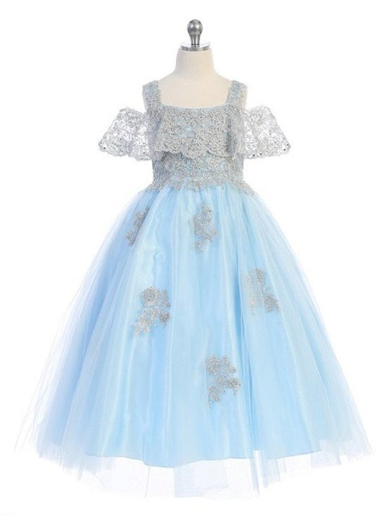 Sparkling Embellished Tea Length Girls Special Occasion Formal Dress