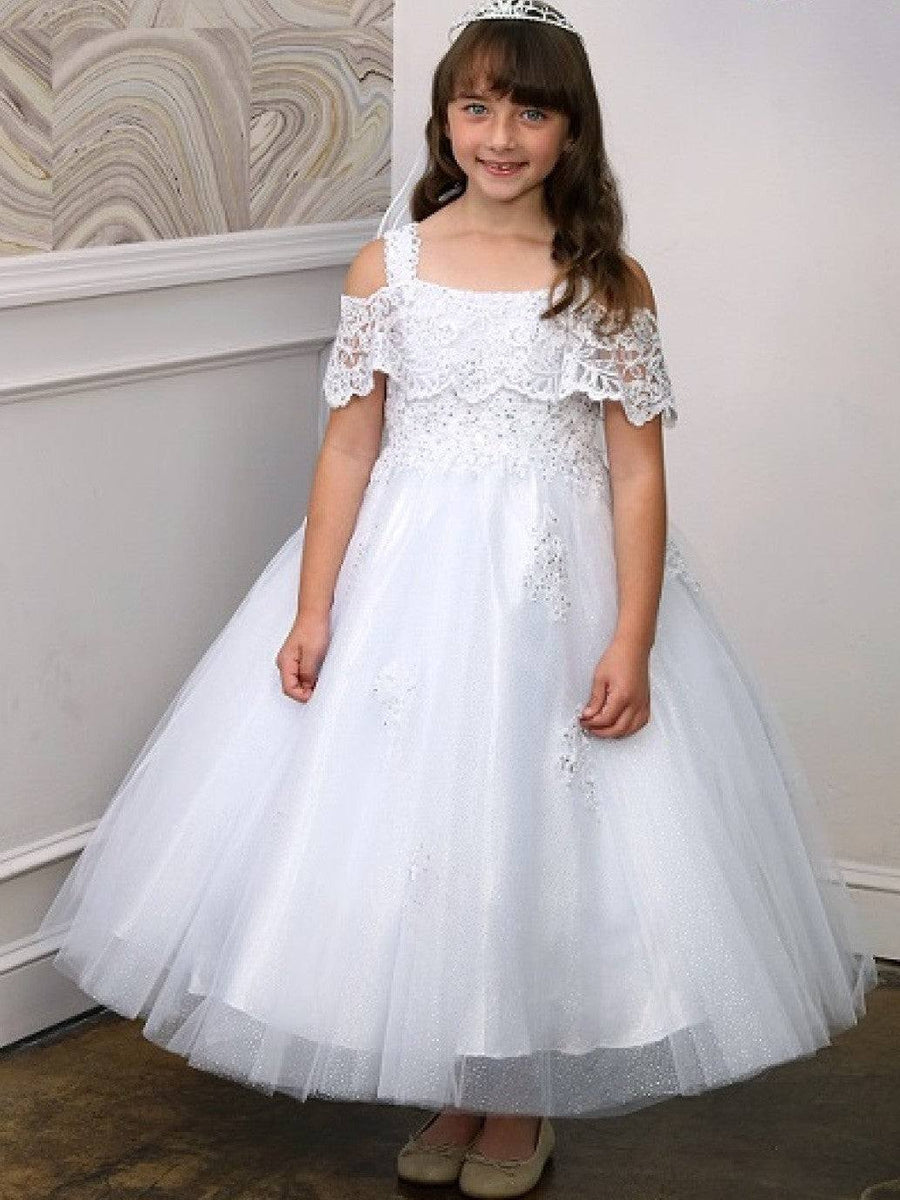 Sparkling Embellished Tea Length Girls Special Occasion Formal Dress