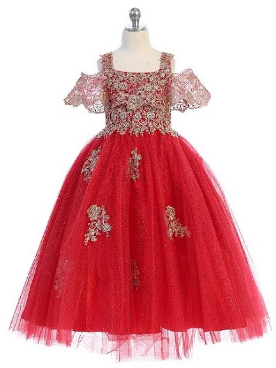 Sparkling Embellished Tea Length Girls Special Occasion Formal Dress