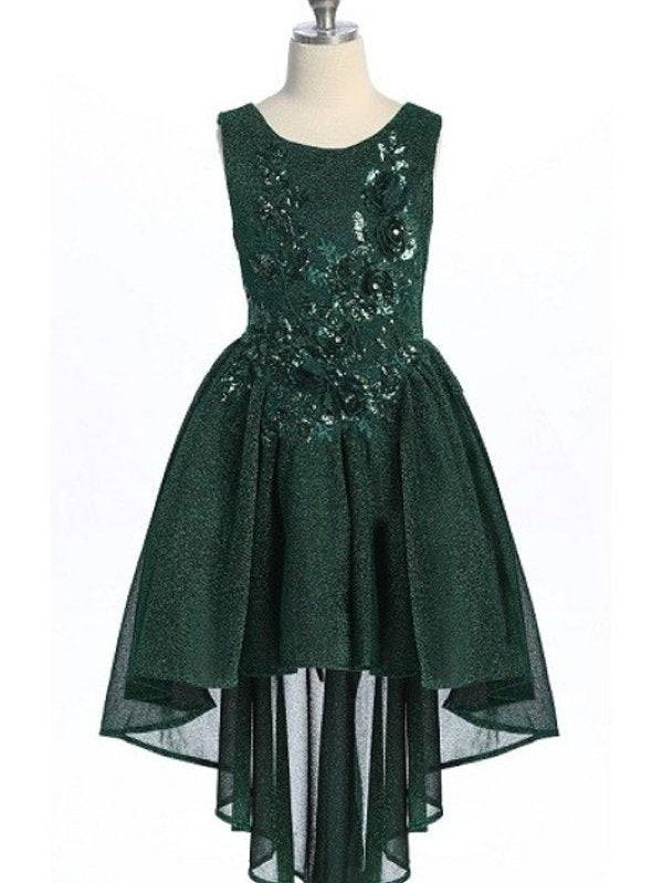 Dazzling Applique Long Train Girls Dress Rose Gold / 4