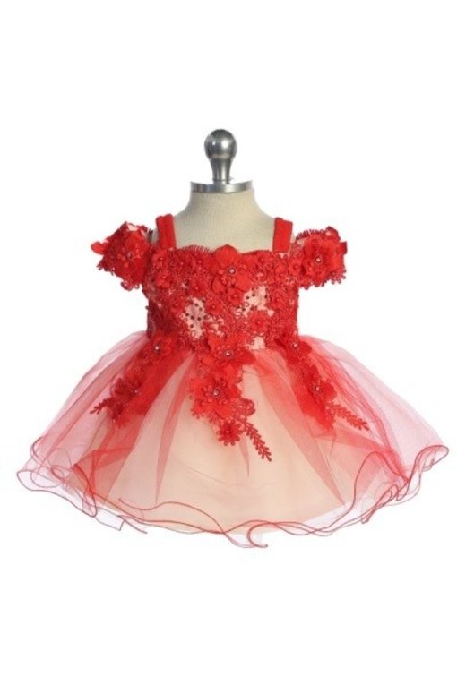 3D Floral Tulle Embroidered Baby Girls Dress