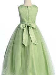 Tulle Embroidered Charming Beaded Floral Accented Little Girl's Dress