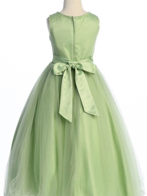 Tulle Embroidered Charming Beaded Floral Accented Little Girl's Dress