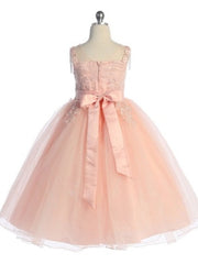 Elegant Tea Length Lace Tulle Pearl Detailing Back Zipper Girls Dress