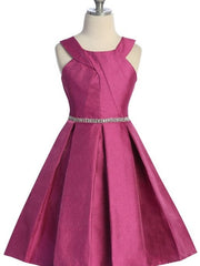 Sparkling Metallic Halter Neck Knee-Length Formal Graduation Girls Dress