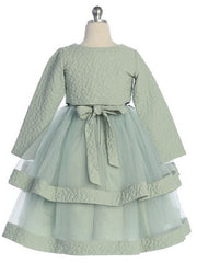 Elegant Jacquard Tulle Skirt Girls Ankle-Length Dress with Bolero Jacket