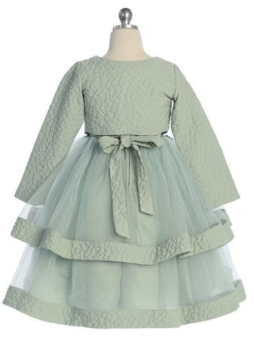 Elegant Jacquard Tulle Skirt Girls Ankle-Length Dress with Bolero Jacket