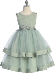 Elegant Jacquard Tulle Skirt Girls Ankle-Length Dress with Bolero Jacket