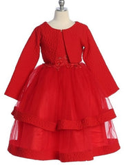 Elegant Jacquard Tulle Skirt Girls Ankle-Length Dress with Bolero Jacket