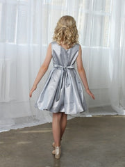 Elegant V Neck Knee-Length Metallic Special Occasion Girls Dress