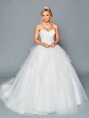 Elegant Ball Gown Delicate Tulle Beaded Lace Applique Wedding Dress