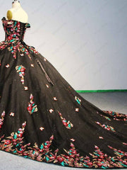 Lace Floral Regalia Quinceanera Ball Gown